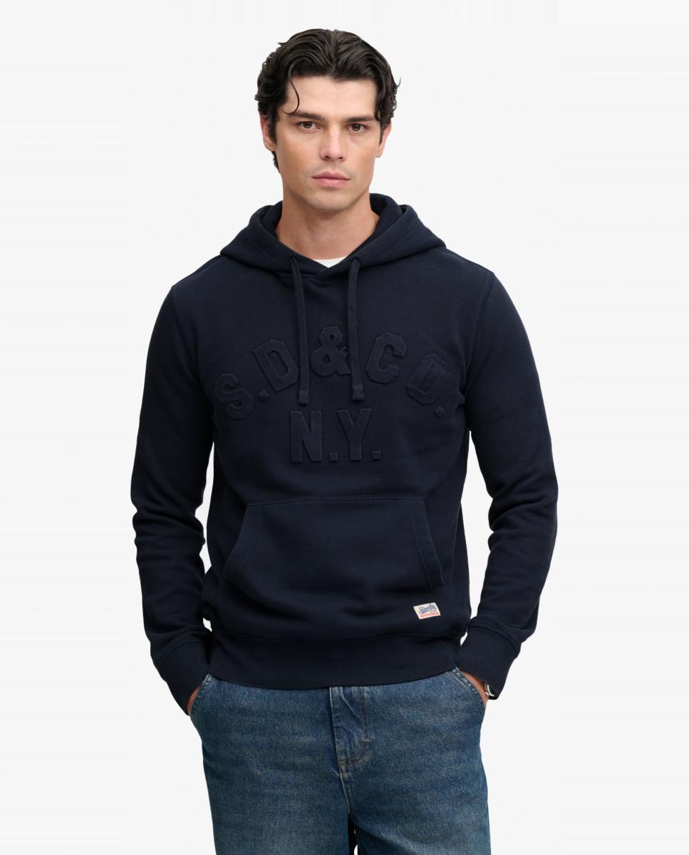 Sudadera con capucha de hombre Athletic Emboss GD de corte relajado - Superdry - Azul marino Azul marino-1