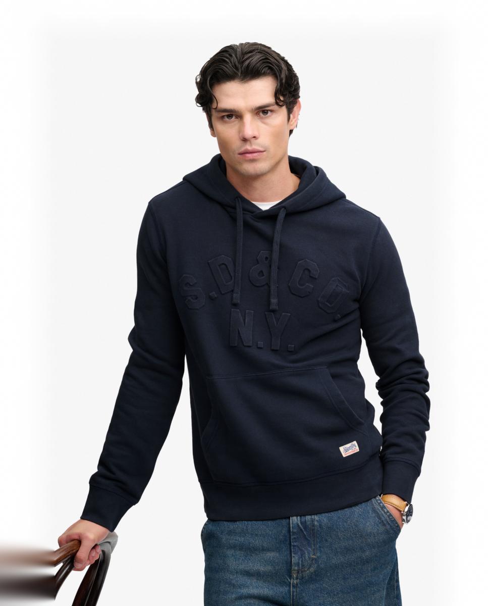 Sudadera con capucha de hombre Athletic Emboss GD de corte relajado - Superdry - Azul marino Azul marino-4