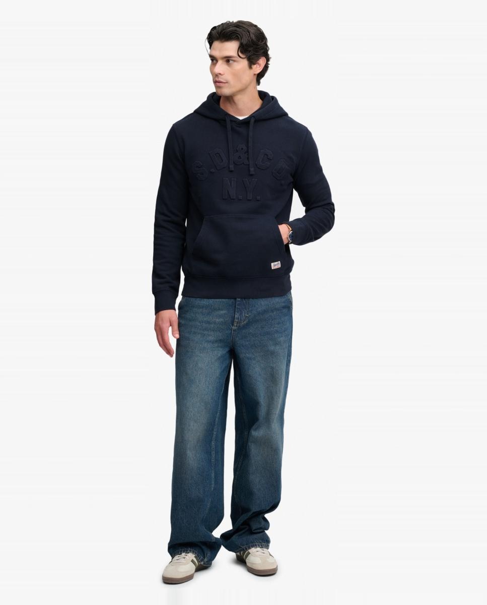 Sudadera con capucha de hombre Athletic Emboss GD de corte relajado - Superdry - Azul marino Azul marino-5