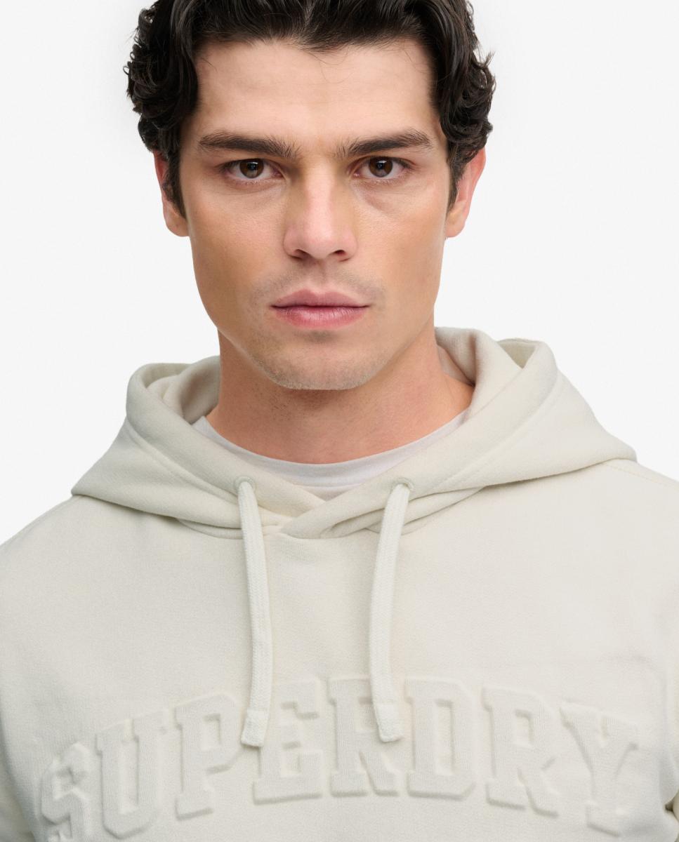 Sudadera con capucha de hombre Athletic Emboss GD de corte relajado - Superdry - Crudo Crudo-3