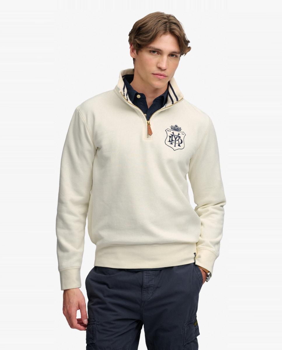 Imagen 0 de Sudadera de hombre Gothic Varsity con media cremallera Crema