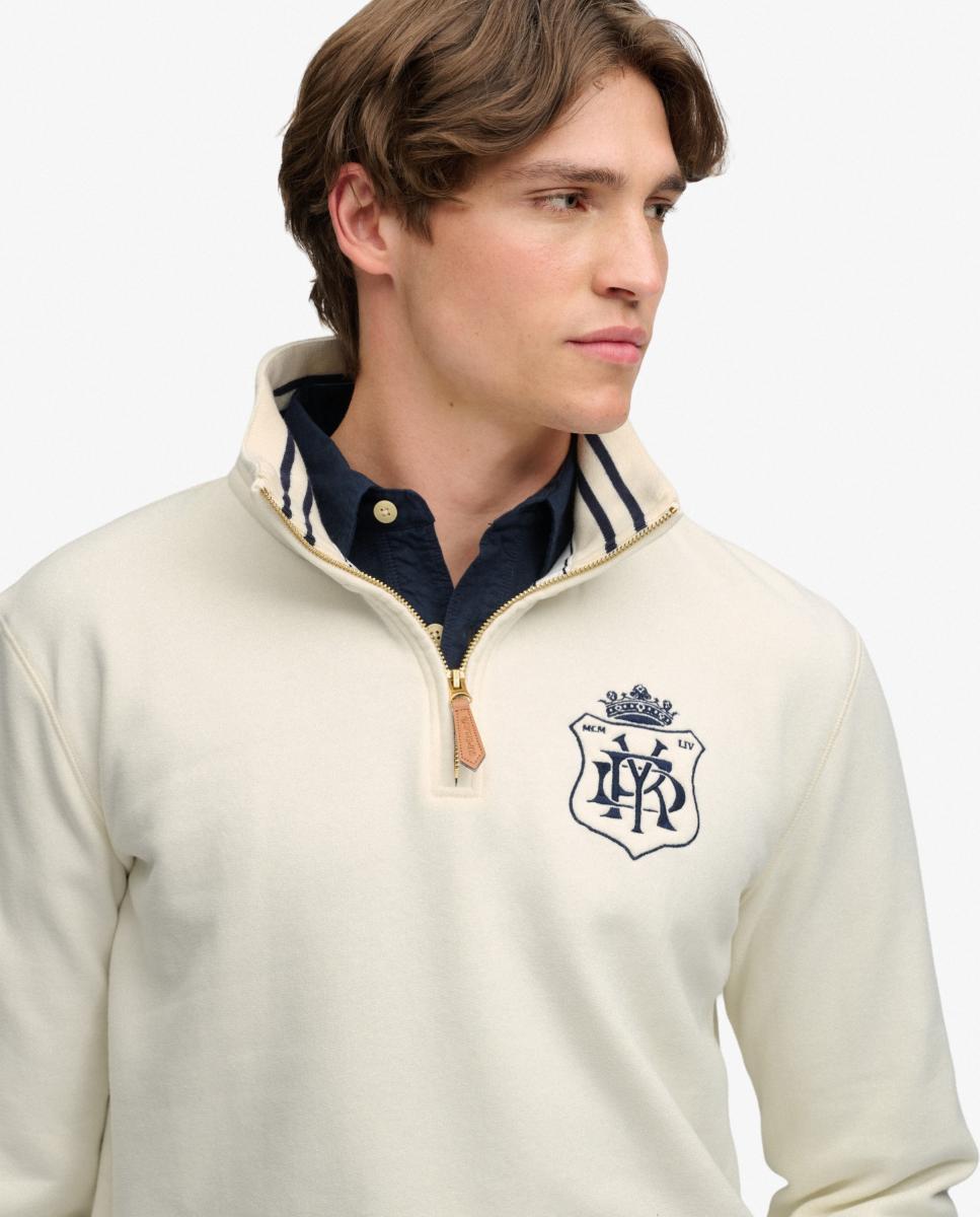 Sudadera de hombre Gothic Varsity con media cremallera - Superdry - Crema Crema-3