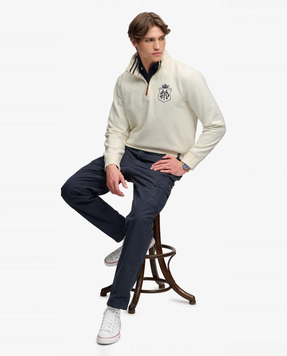 Sudadera de hombre Gothic Varsity con media cremallera - Superdry - Crema Crema-4