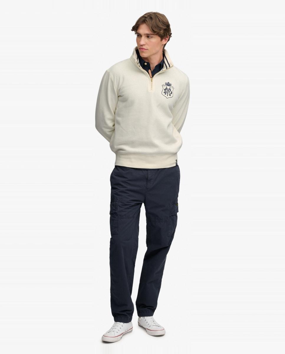 Sudadera de hombre Gothic Varsity con media cremallera - Superdry - Crema Crema-5