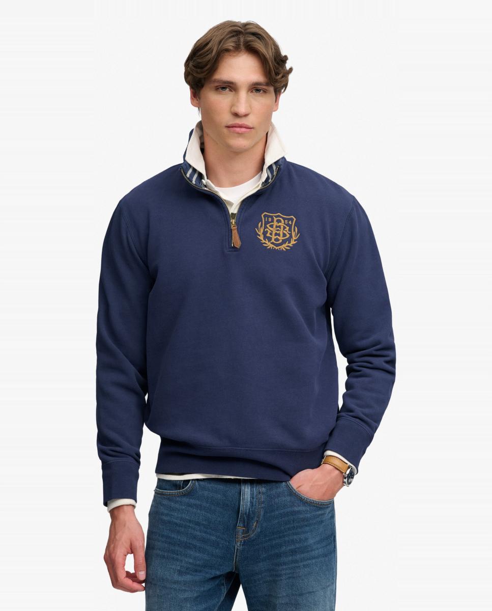 Sudadera de hombre Gothic Varsity con media cremallera - Superdry - Azul marino Azul marino-1