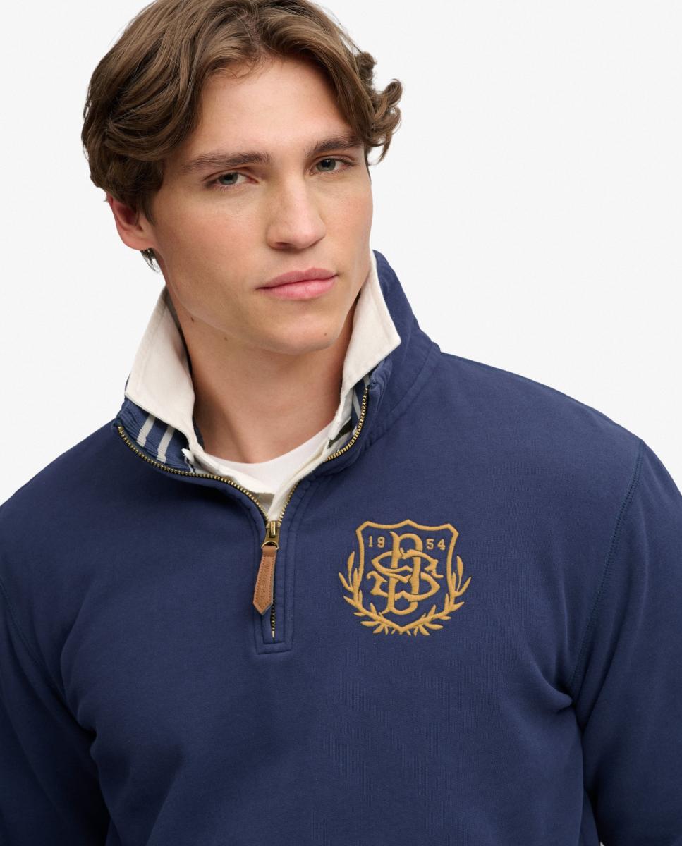 Sudadera de hombre Gothic Varsity con media cremallera - Superdry - Azul marino Azul marino-3