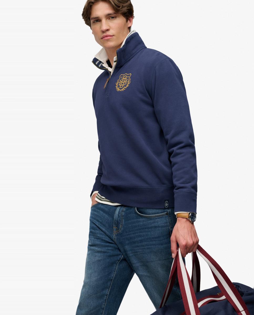 Sudadera de hombre Gothic Varsity con media cremallera - Superdry - Azul marino Azul marino-4