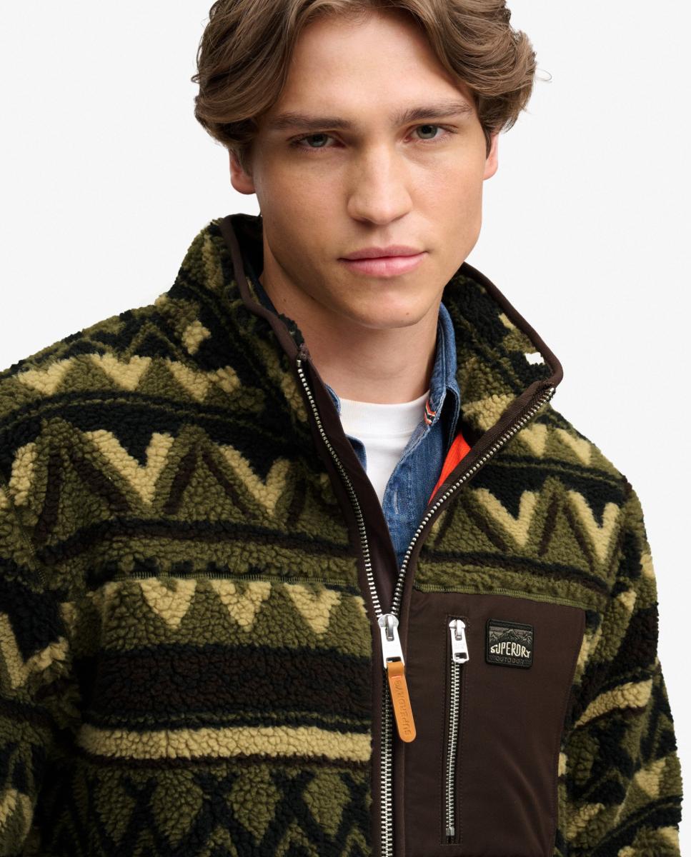 Polar Abstract com Fecho de Correr Completo Verde-5