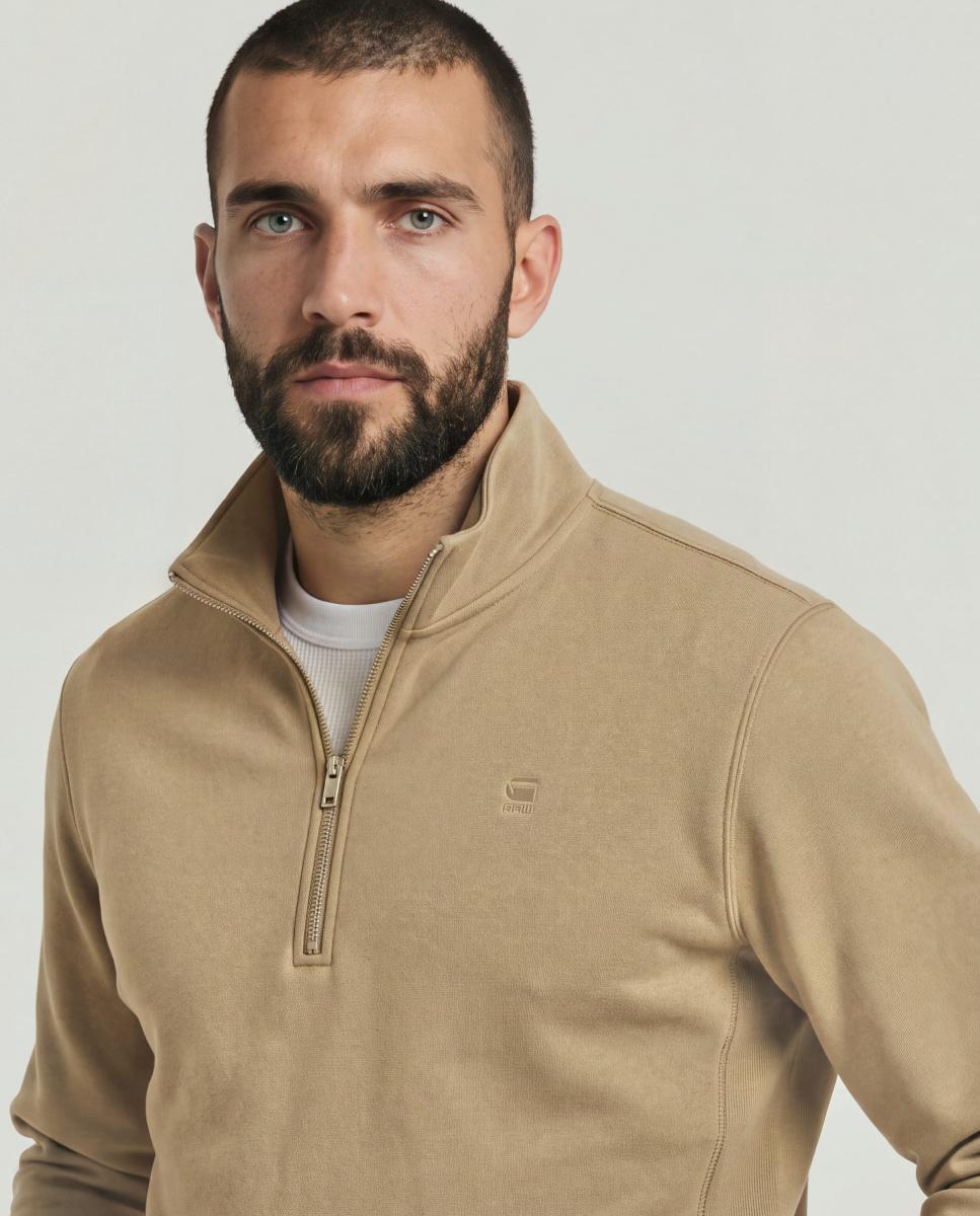 Sudadera Premium Core Half Zip de hombre - G-Star - Beige Beige-3