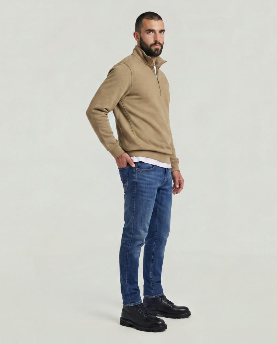 Sudadera Premium Core Half Zip de hombre - G-Star - Beige Beige-6