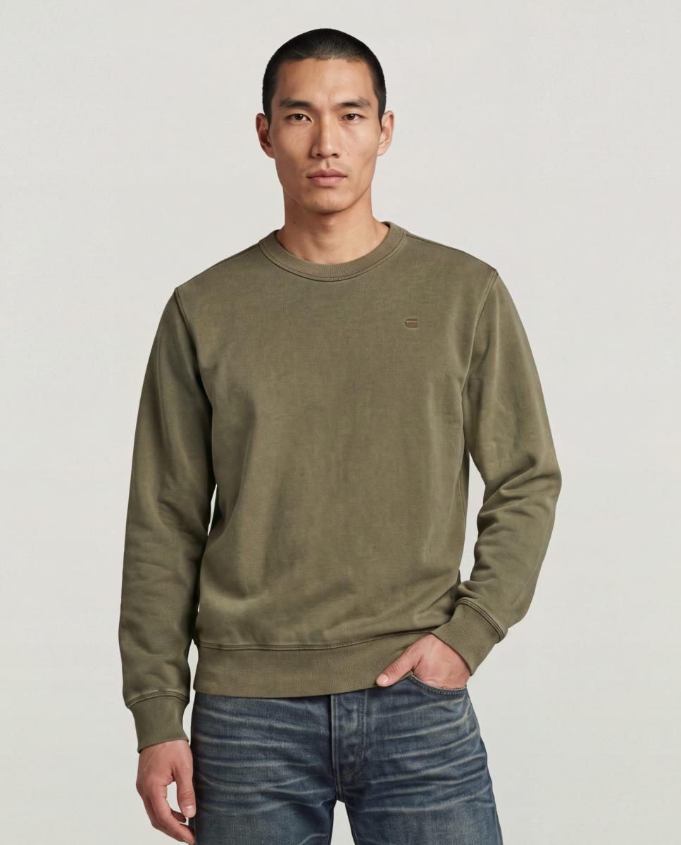 Imagen 0 de Sudadera de hombre con cuello redondo y efecto lavado Marrón