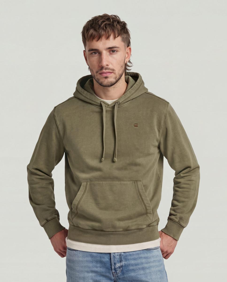 Imagen 0 de Sudadera de hombre con capucha y efecto lavado Marrón