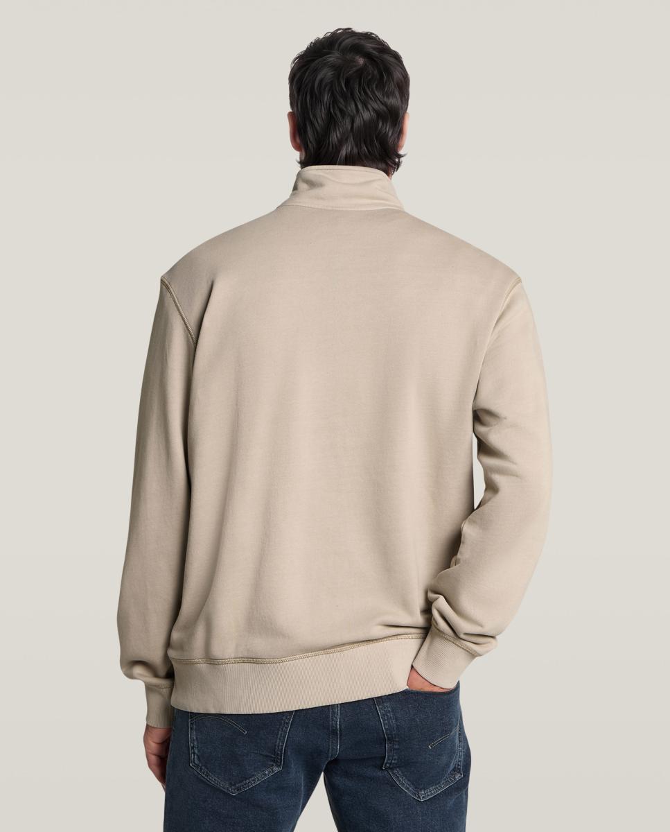 Sweatshirt com Gola Alta e Meio Fecho de Correr Bege-2
