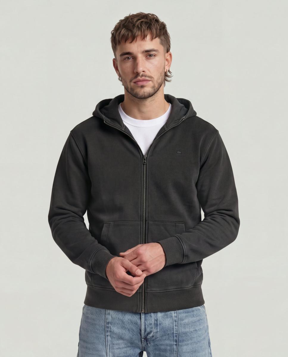 Imagen 0 de Sudadera de hombre con capucha y cremallera Negro