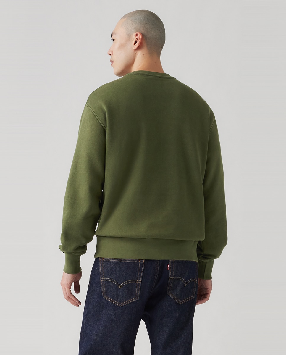 Sweatshirt com Decote Redondo e em Algodão Verde-escuro-2