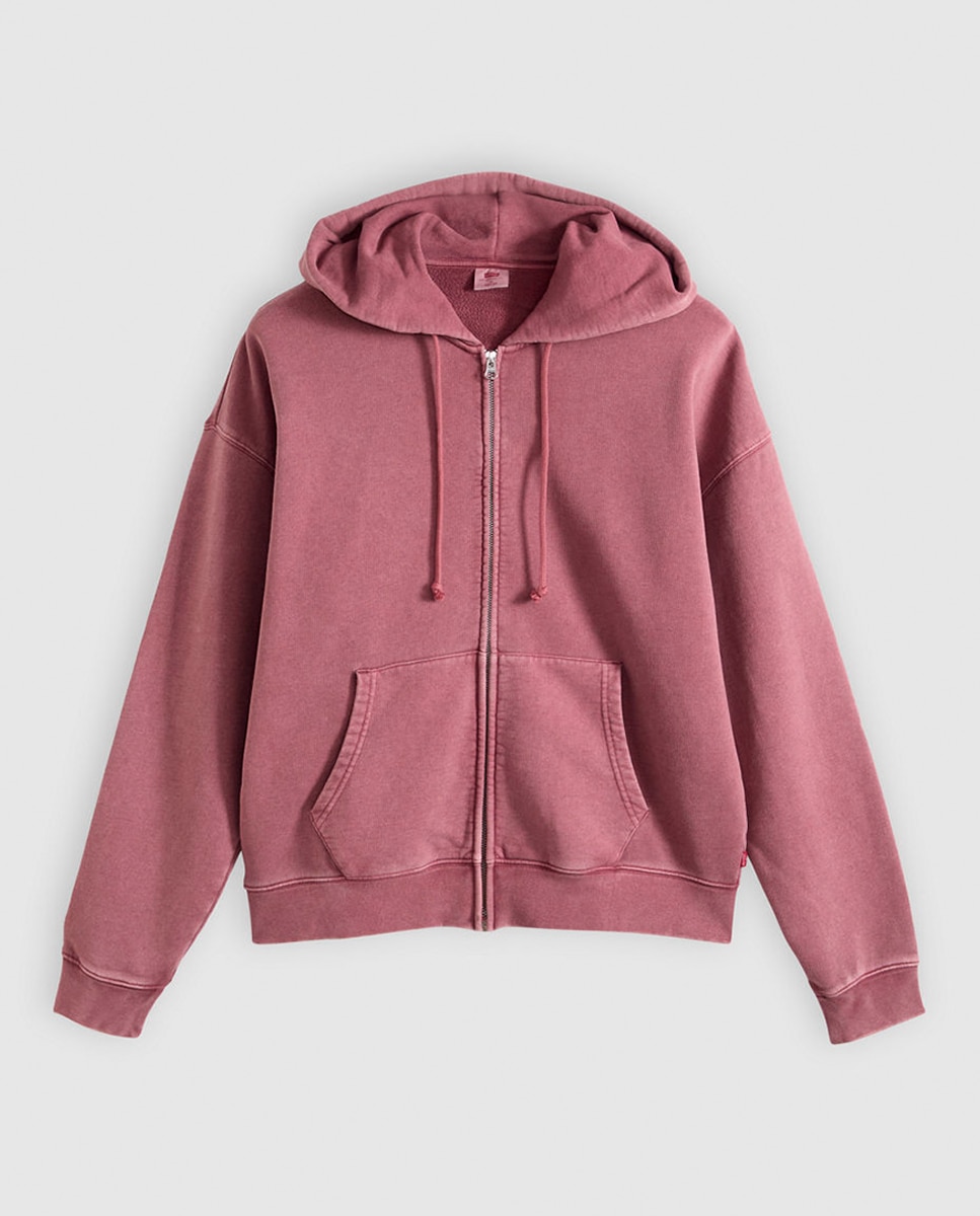 Sweatshirt com Capuz e Fecho de Correr Salmão-3