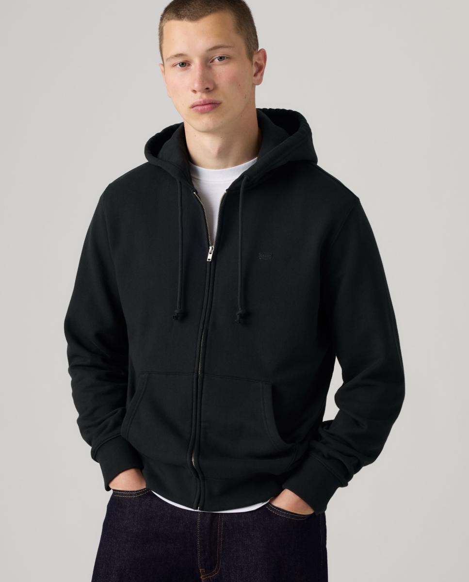 Sweatshirt com Capuz e Fecho de Correr Preto-3