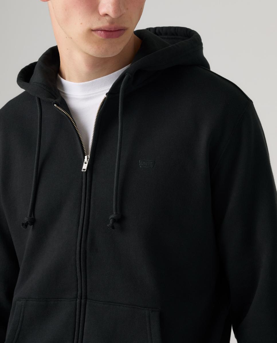 Sweatshirt com Capuz e Fecho de Correr Preto-4