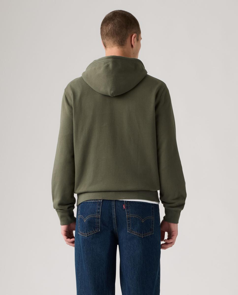 Sweatshirt com Capuz e Fecho de Correr Verde-escuro-2