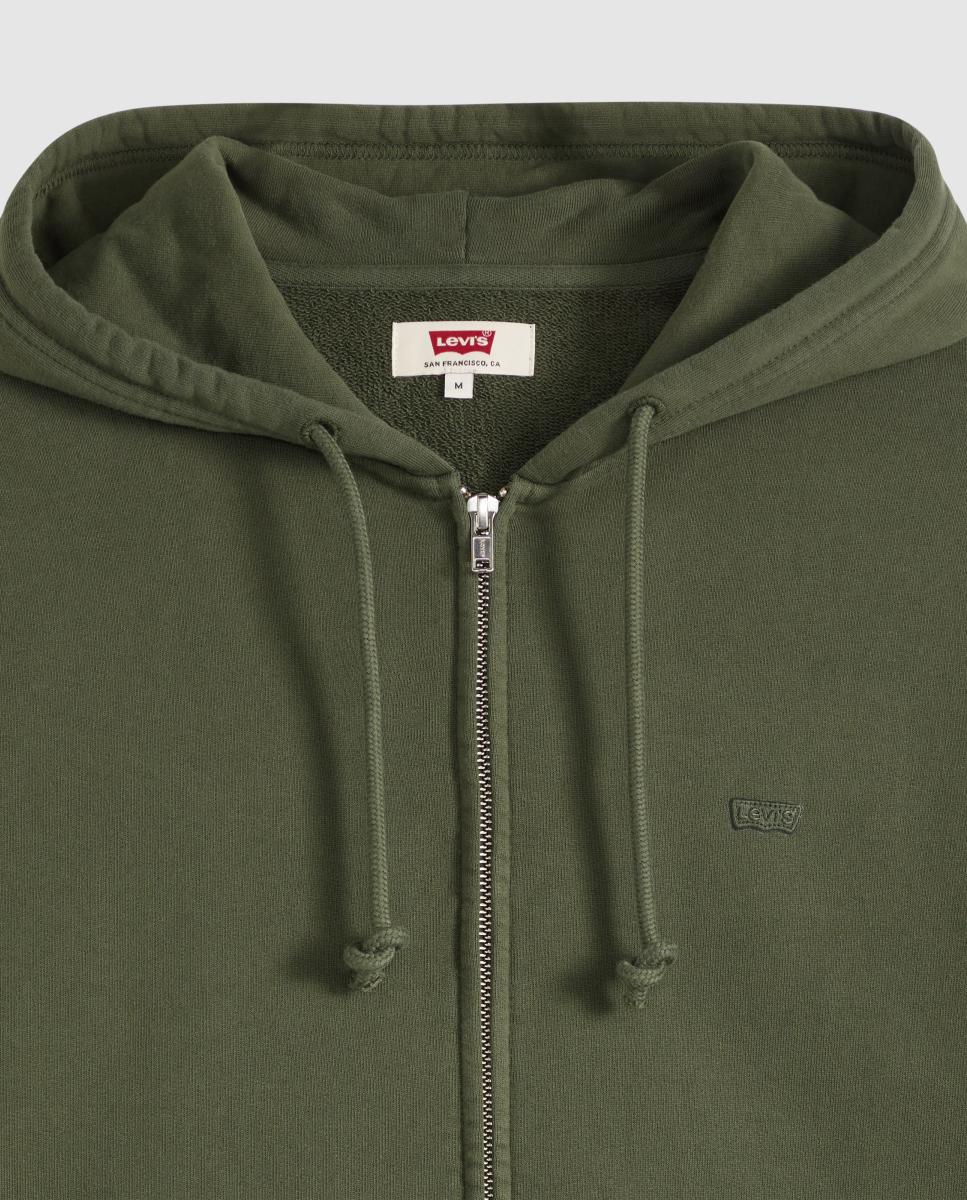 Sweatshirt com Capuz e Fecho de Correr Verde-escuro-6