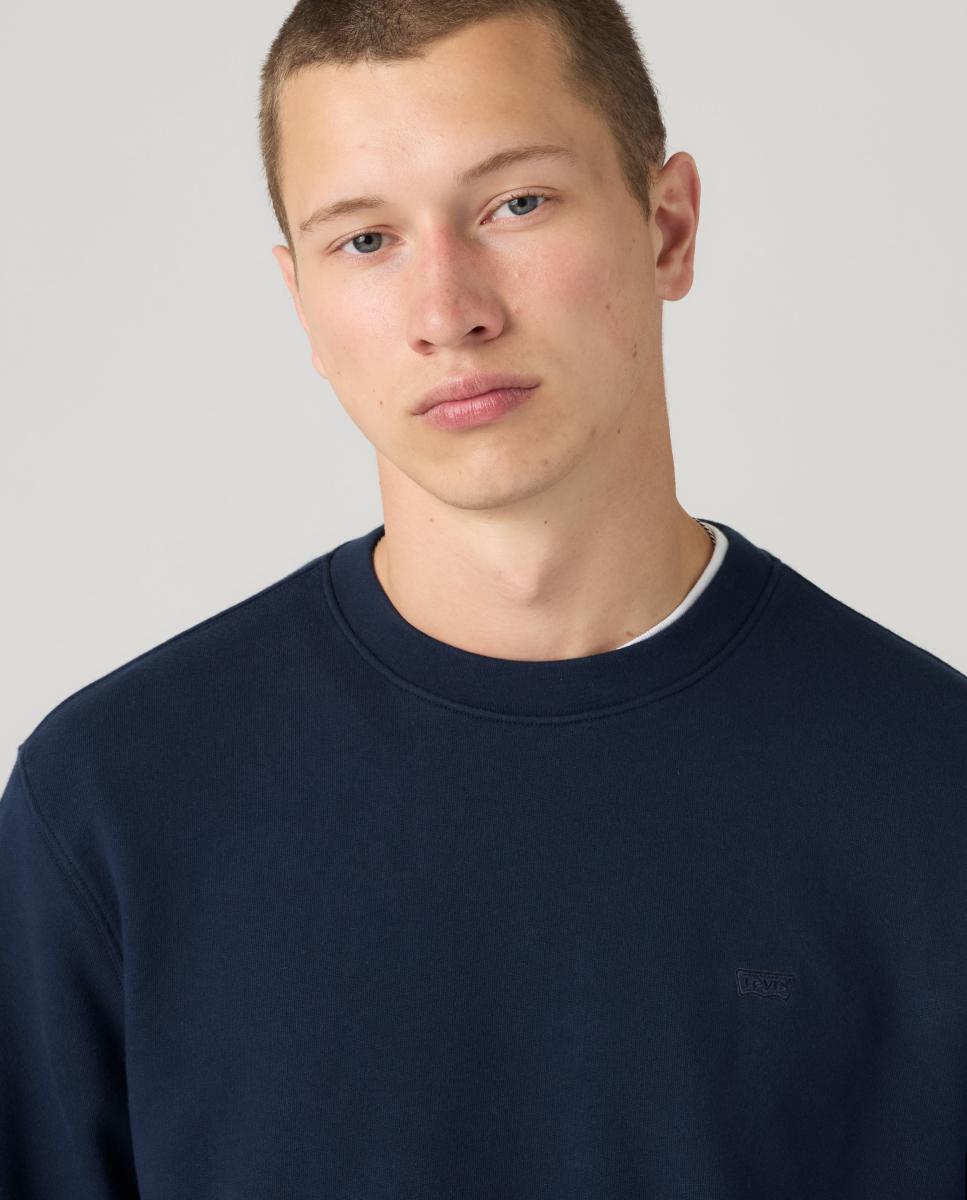 Sweatshirt com Decote Redondo e em Algodão Azul-marinho-2
