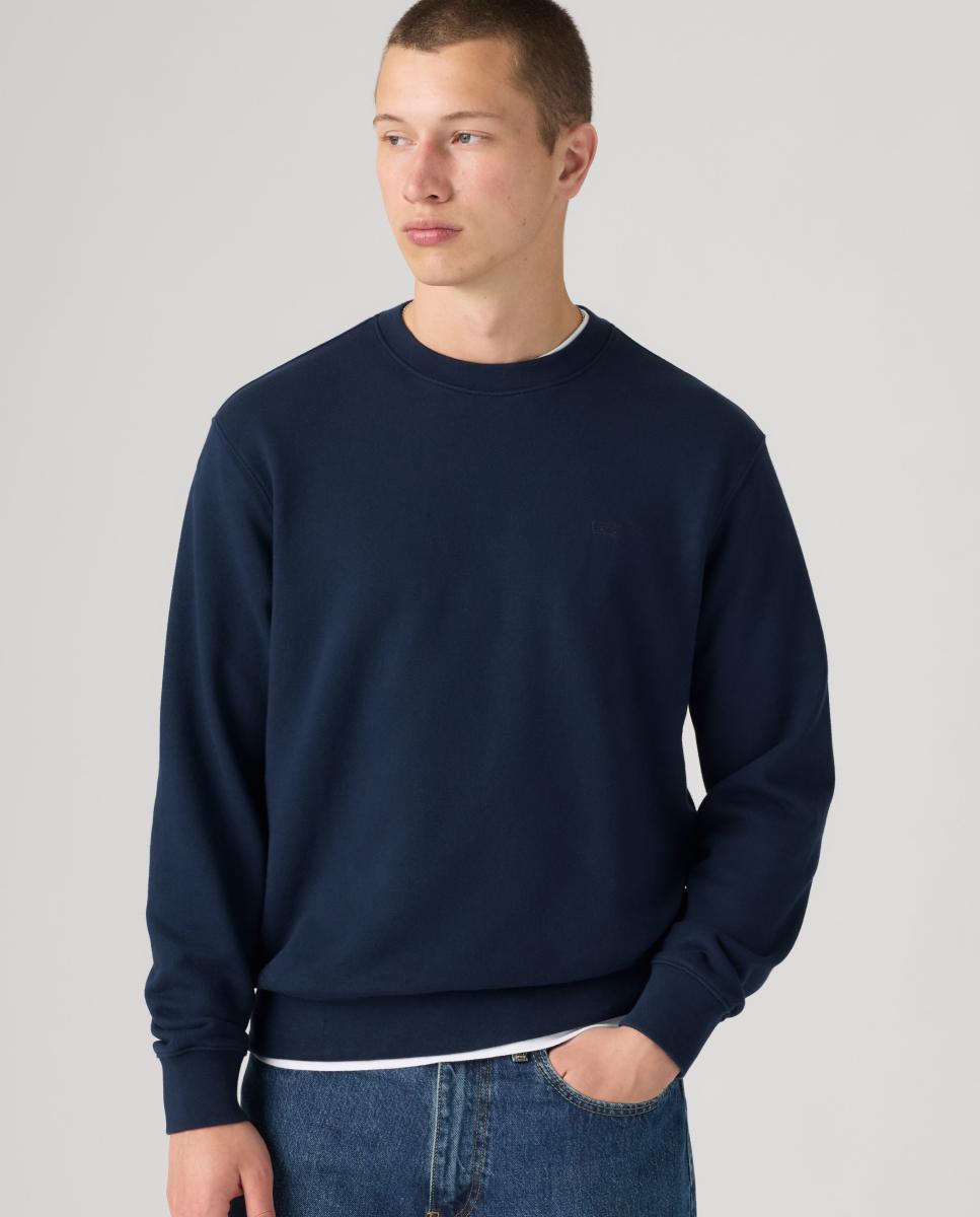 Sweatshirt com Decote Redondo e em Algodão Azul-marinho-3