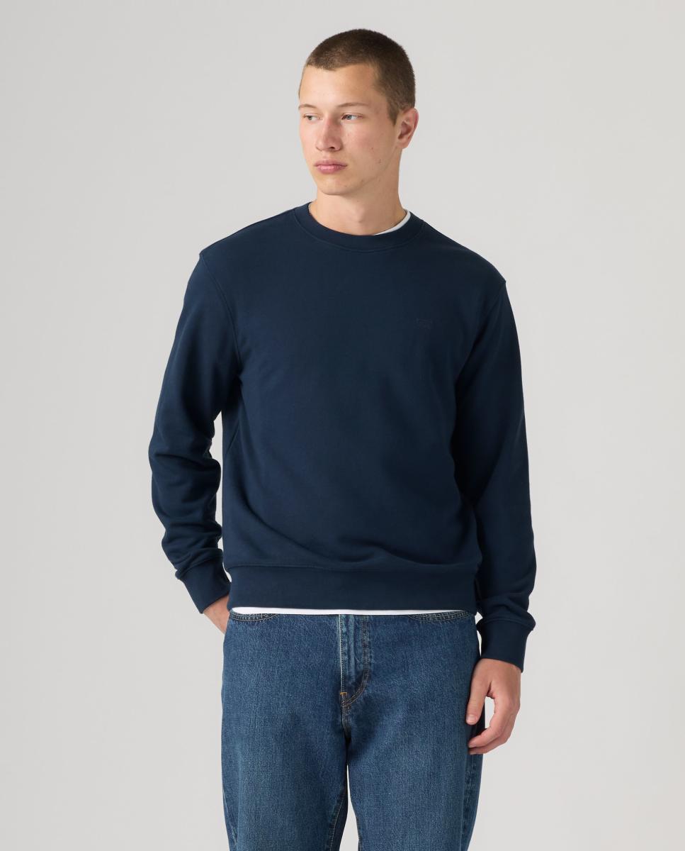 Sweatshirt com Decote Redondo e em Algodão Azul-marinho-4
