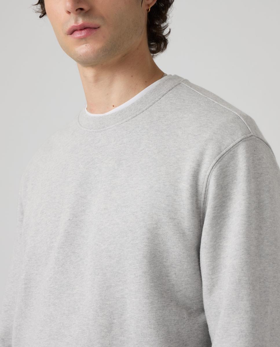 Sweatshirt com Decote Redondo e em Algodão Cinzento-claro-3