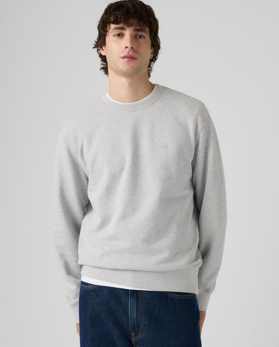 Sweatshirt com Decote Redondo e em Algodão Cinzento-claro-4