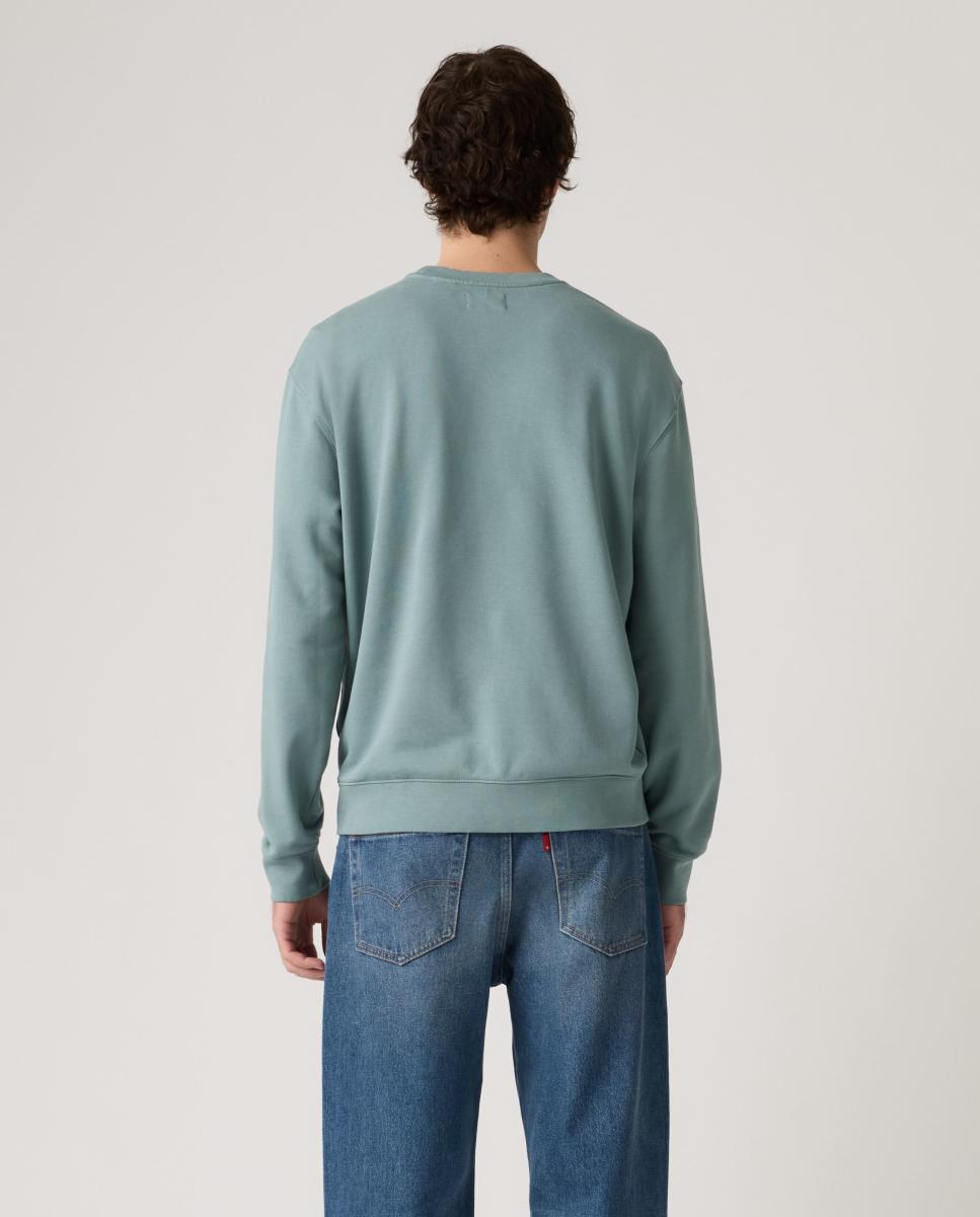 Sweatshirt com Decote Redondo e em Algodão Verde Água-2