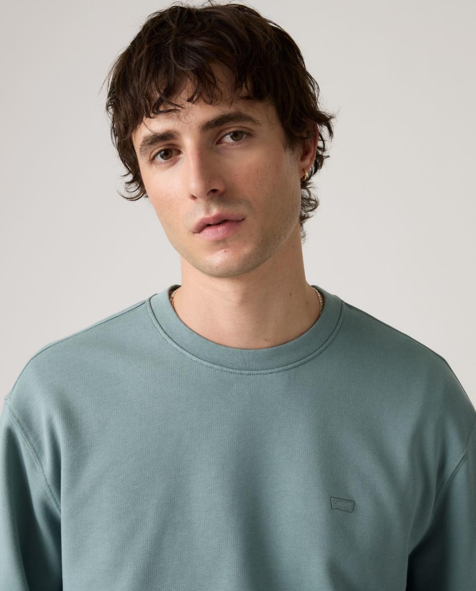 Sweatshirt com Decote Redondo e em Algodão Verde Água-3