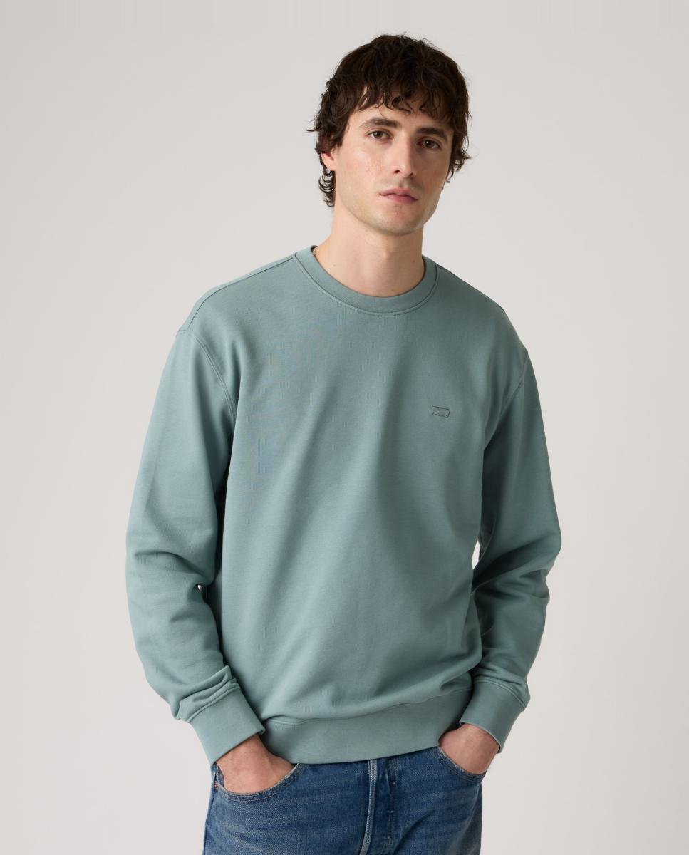 Sweatshirt com Decote Redondo e em Algodão Verde Água-4