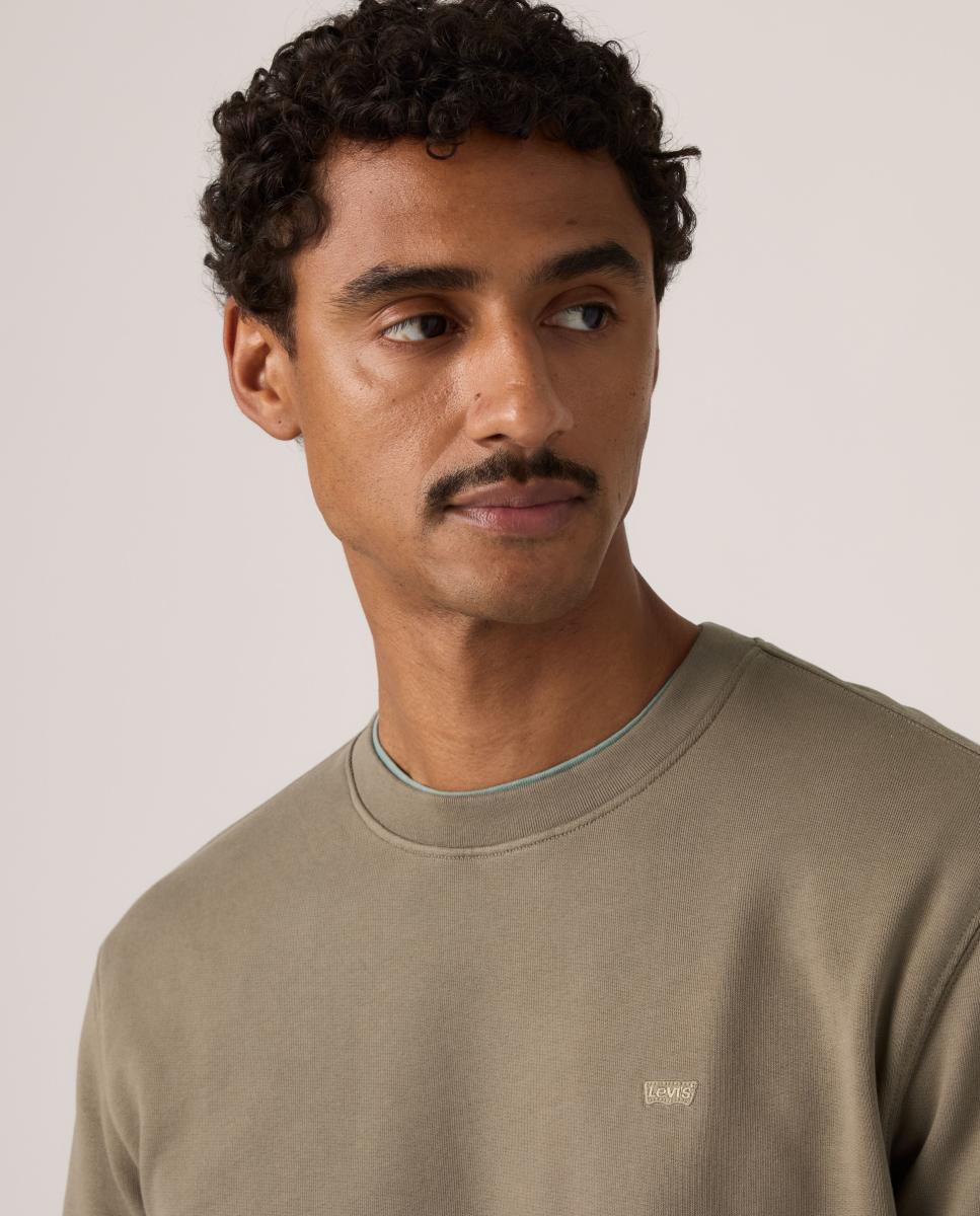 Sweatshirt com Decote Redondo e em Algodão Castanho-claro-3