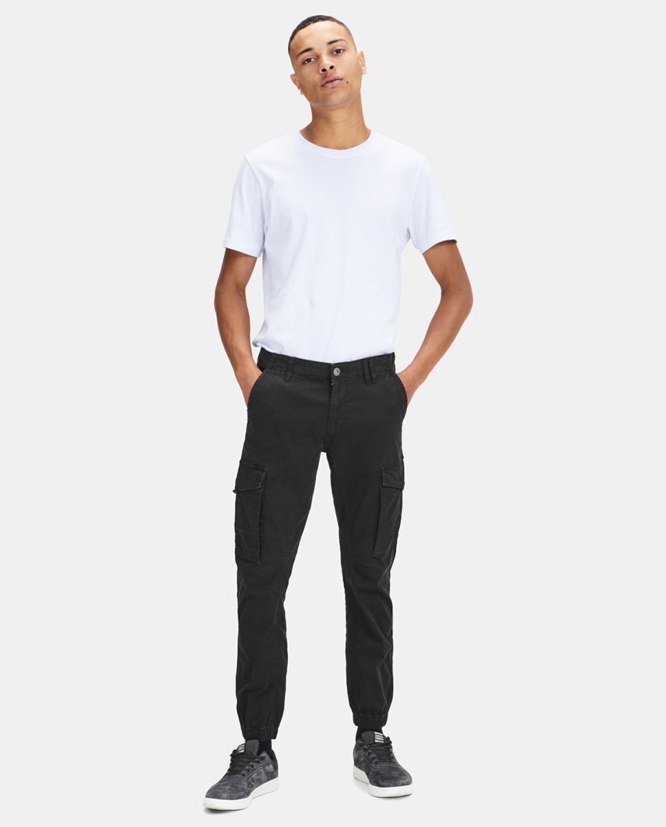 Calças sportswear de homem Jack & Jones regular pretas Preto-4