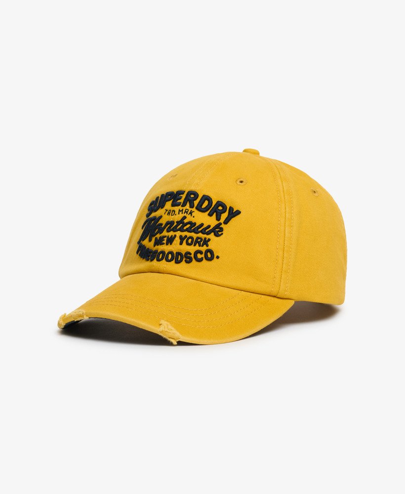 Boné Vintage Aplique de Baseball Amarelo-2