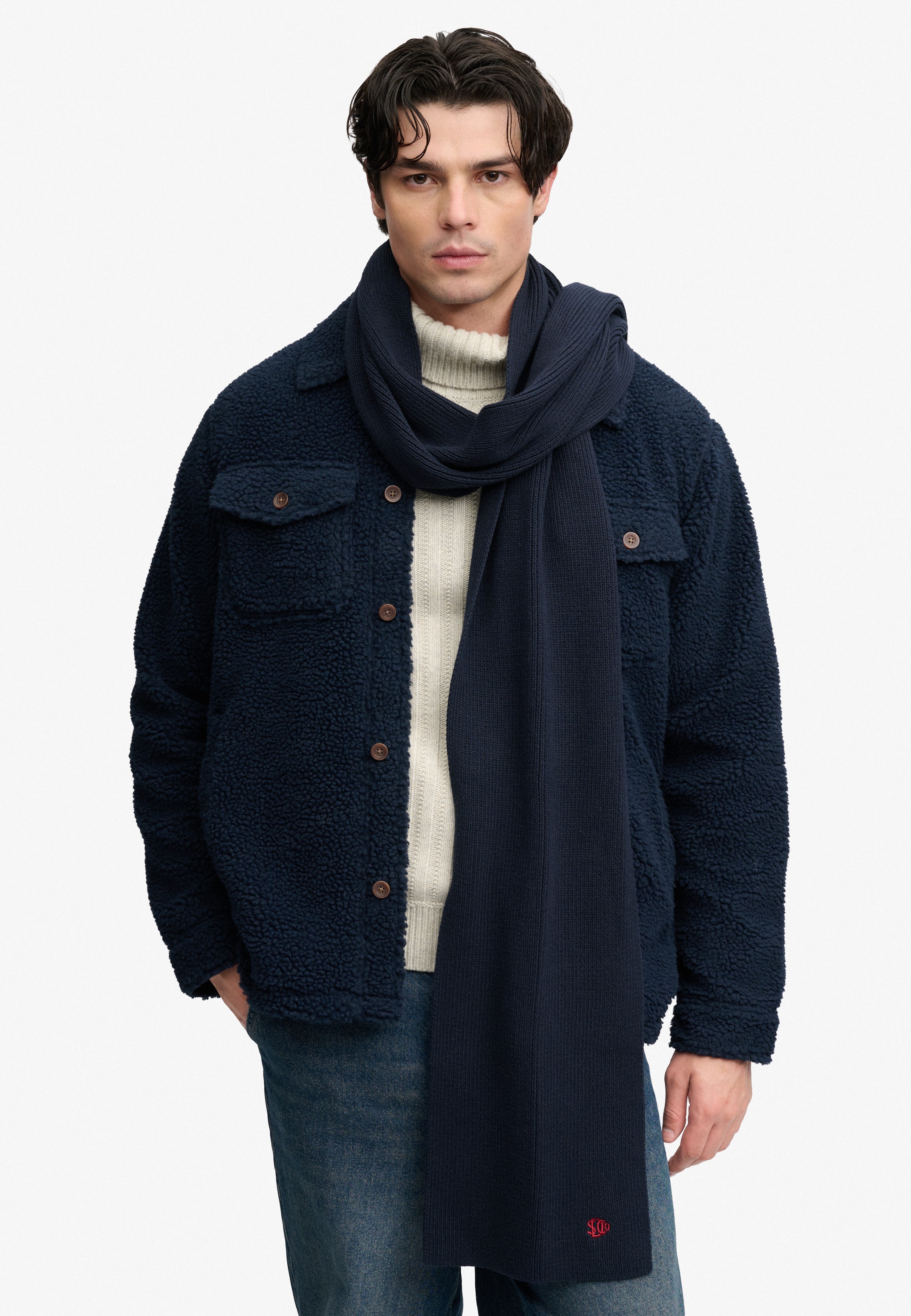 Bufanda de punto SD Logo de hombre - Superdry - Azul marino Azul marino-4