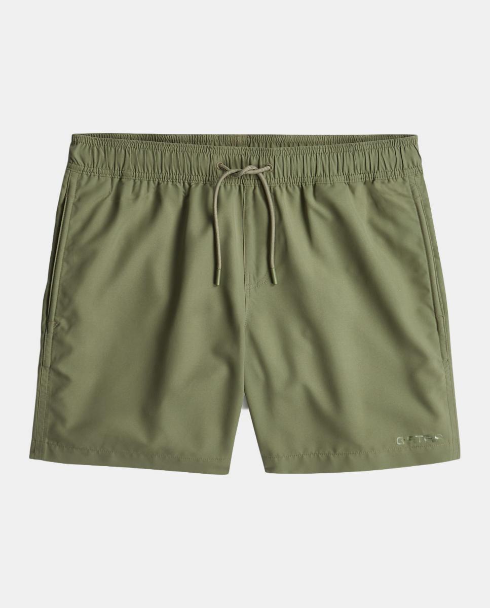 Calções de Banho com Cintura Elástica e Fecho de Cordão Verde-2