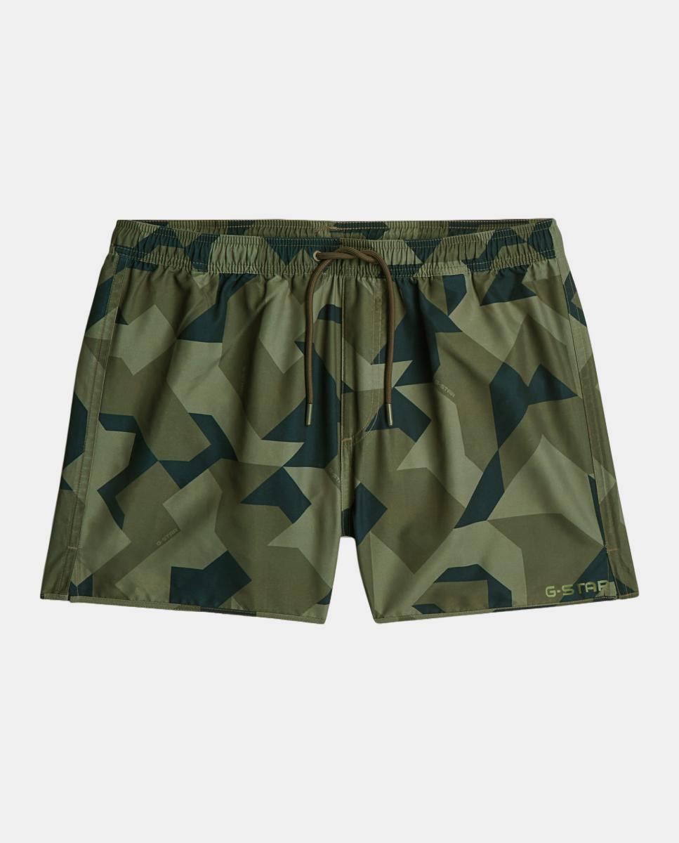 Calções de Banho com Desenho de Camuflagem e Fecho de Cordão Multicolor-2