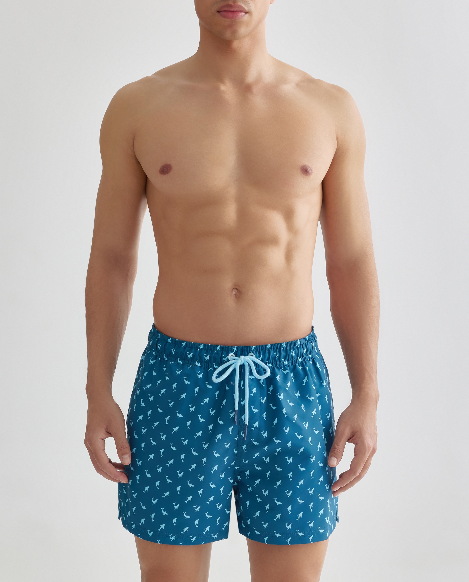 Calções de banho com estampado Azul-marinho-1