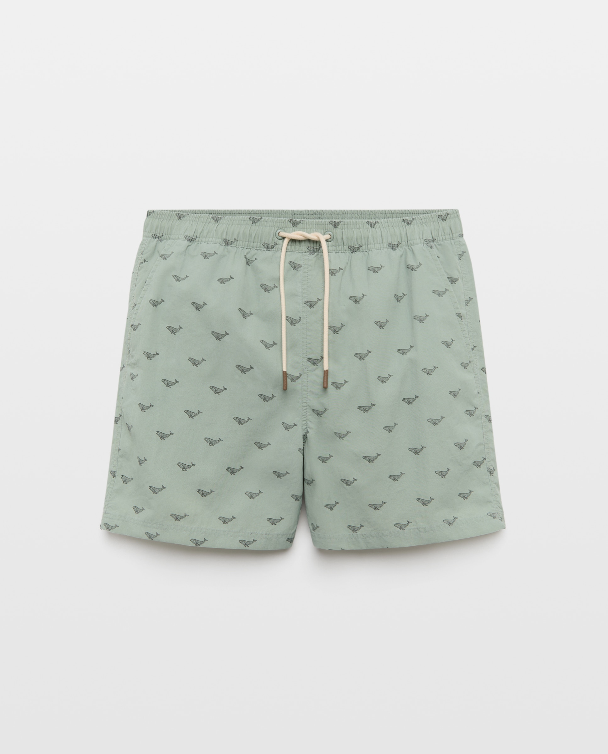 Calções de Banho com Estampado 582 Verde Água-4