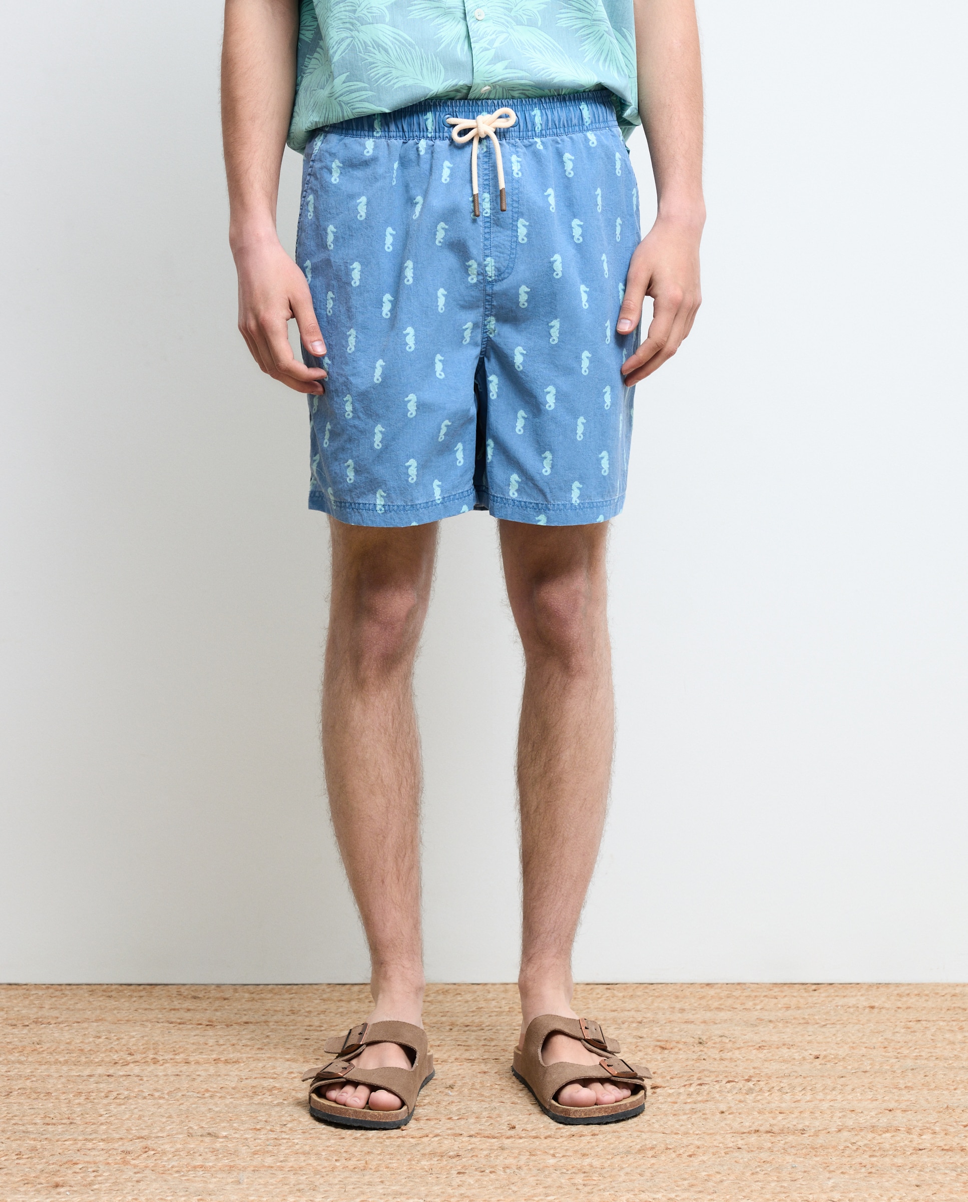 Calções de Banho com Estampado 410 Azul Claro-2