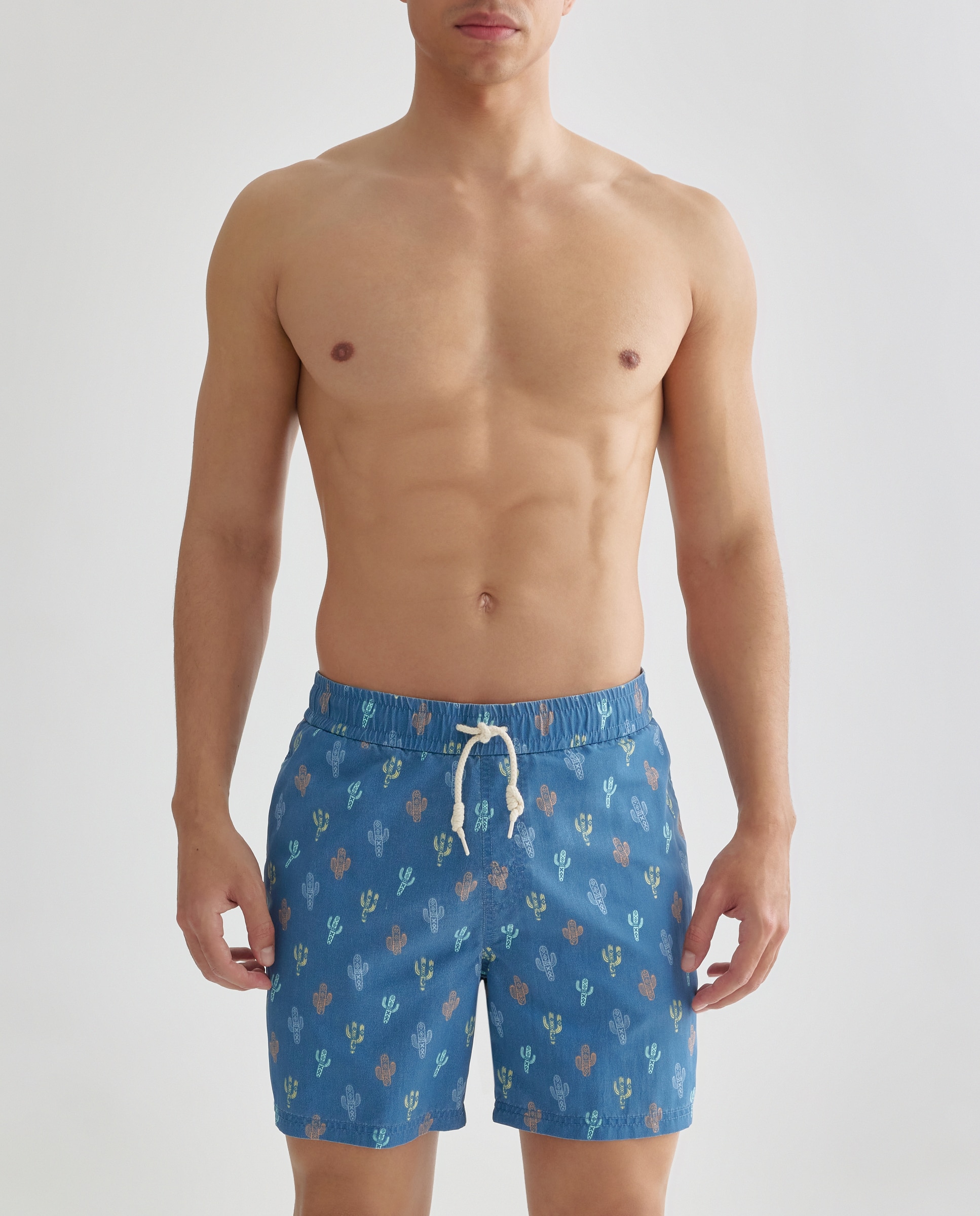 Calções de banho com estampado Azul-marinho-1