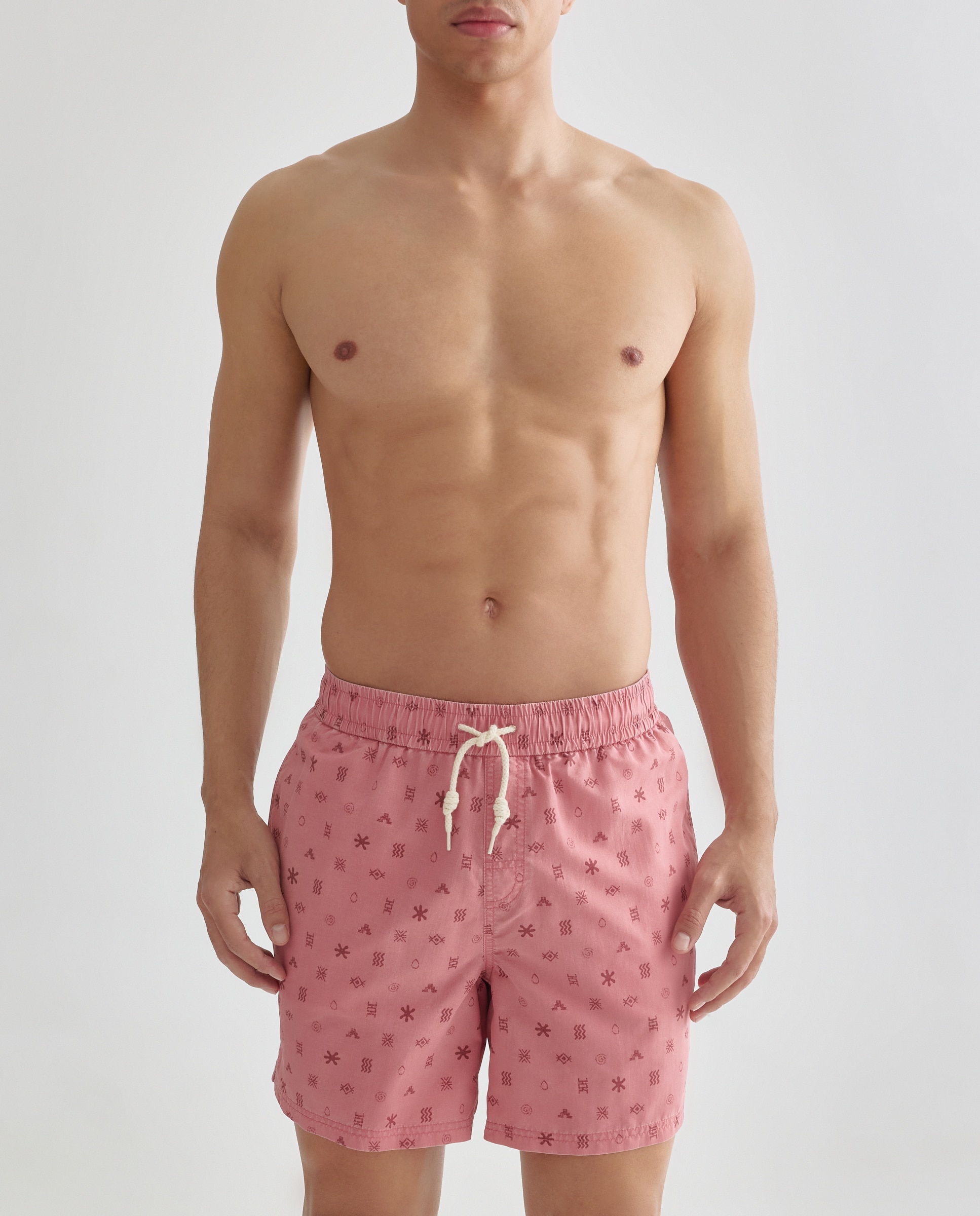 Calções de banho com estampado Rosa-1