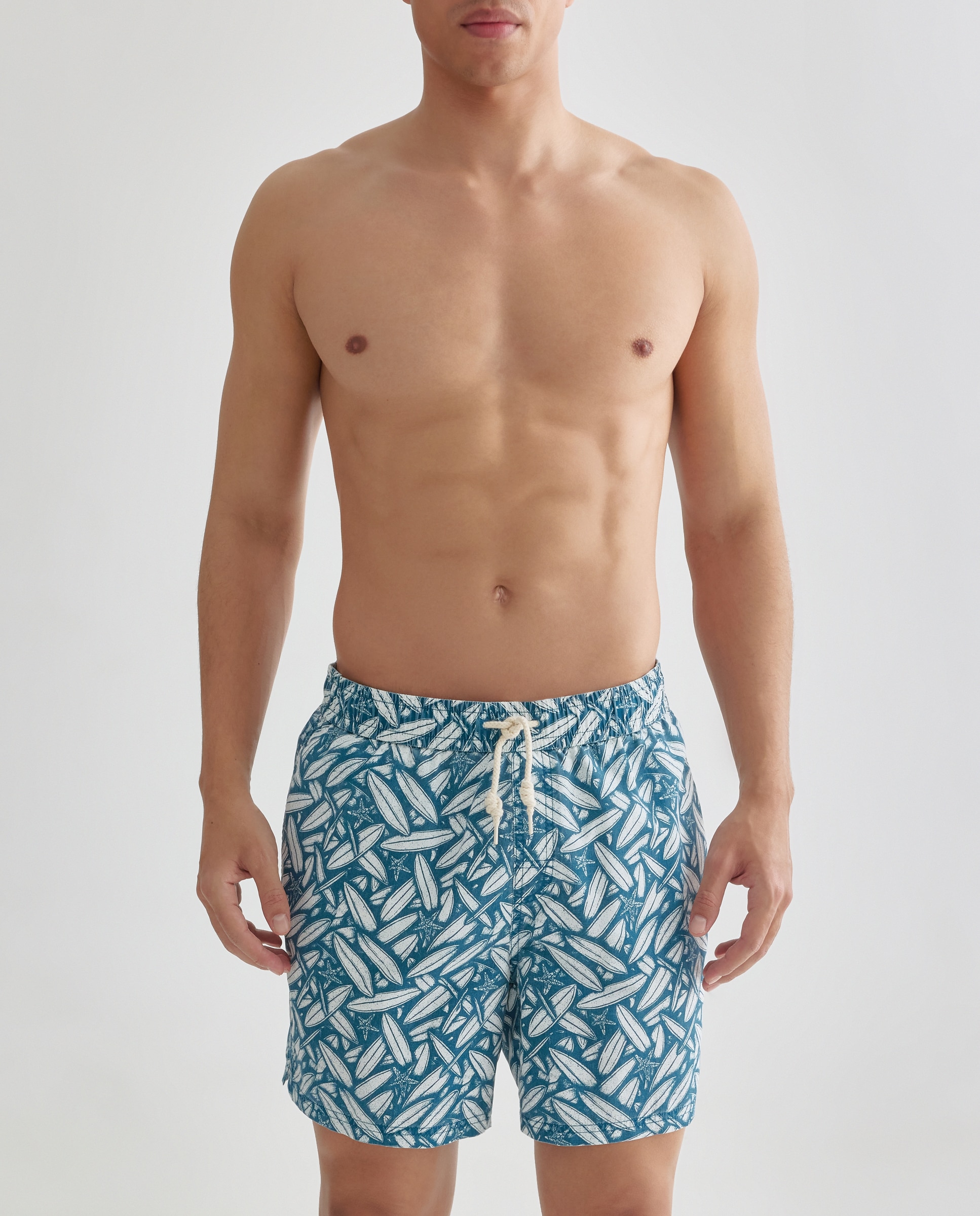 Calções de banho com estampado Azul-marinho-1