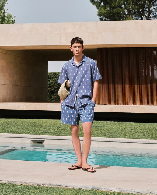Bañador seersucker estampado de hombre