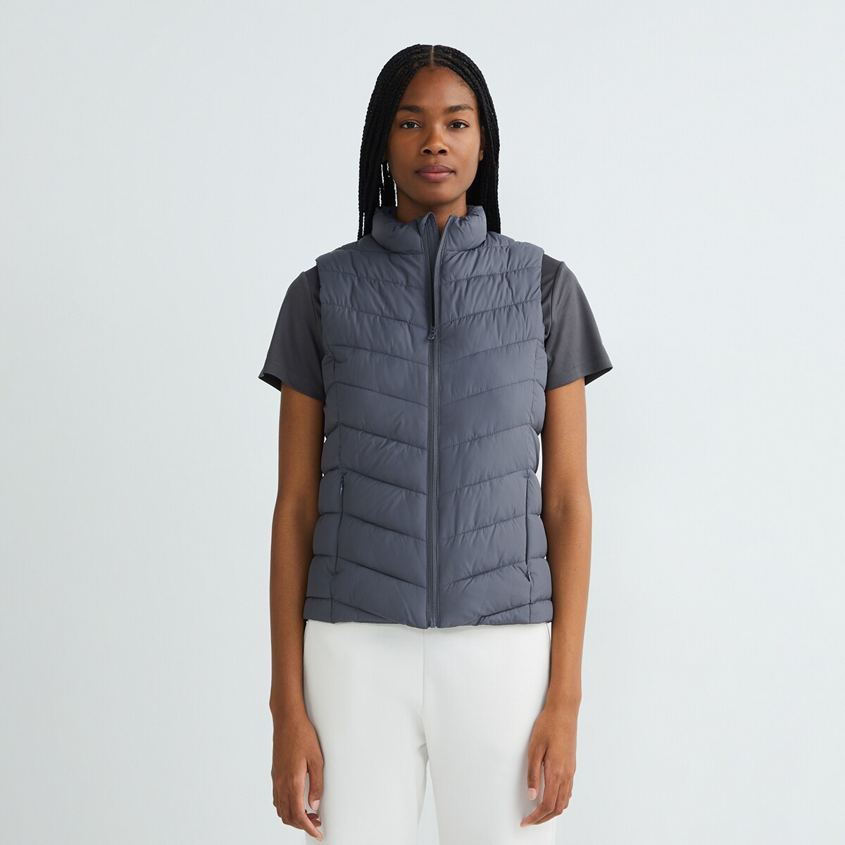 Chaleco acolchado con bolsillo interior de mujer Azul-2