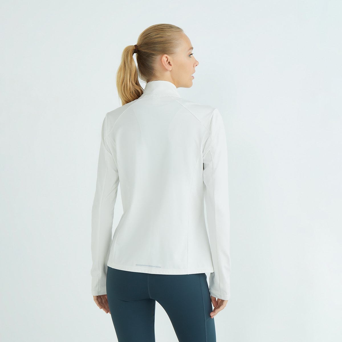 Sudadera técnica con cremallera de mujer Crema-2