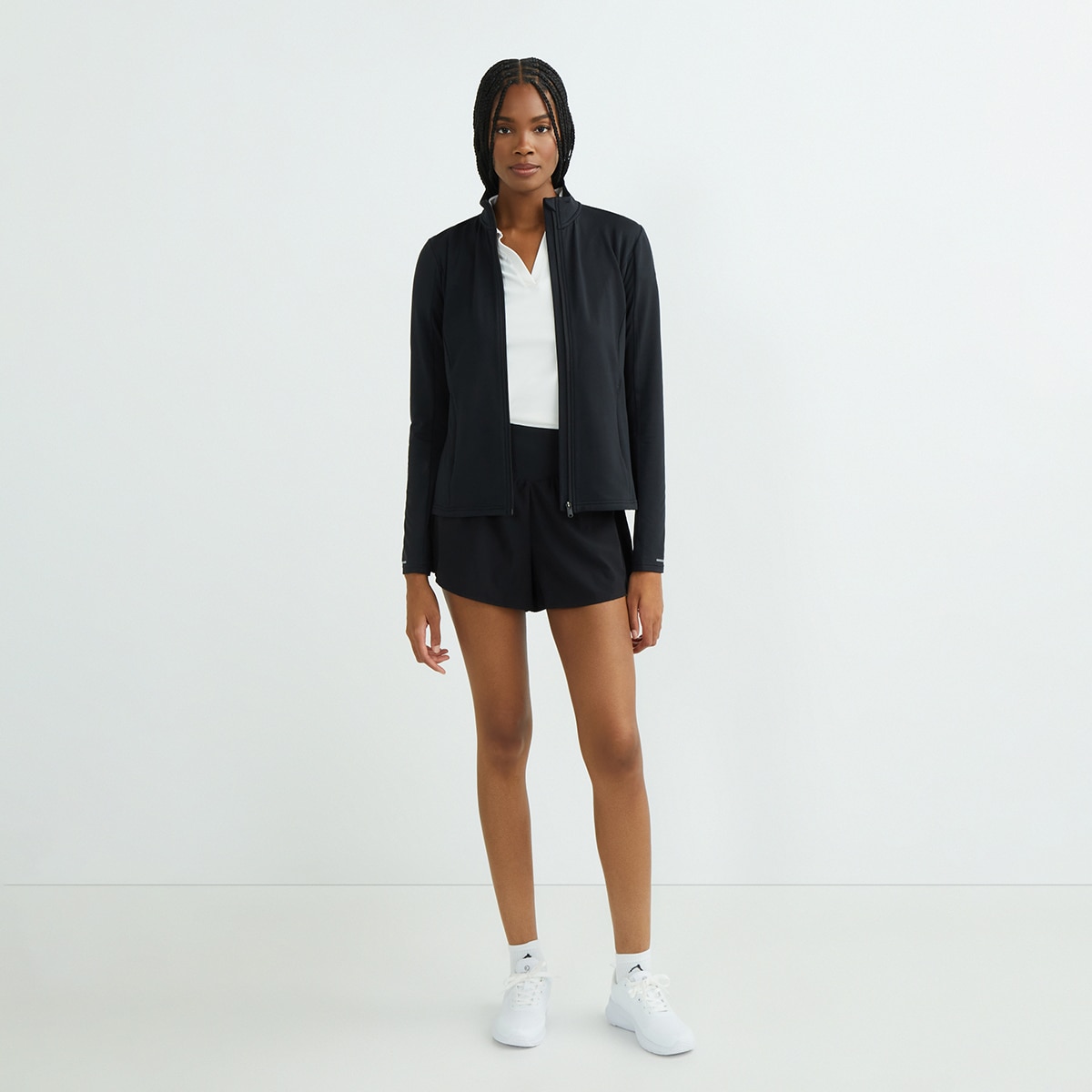 Sudadera técnica con cremallera de mujer Negro-2
