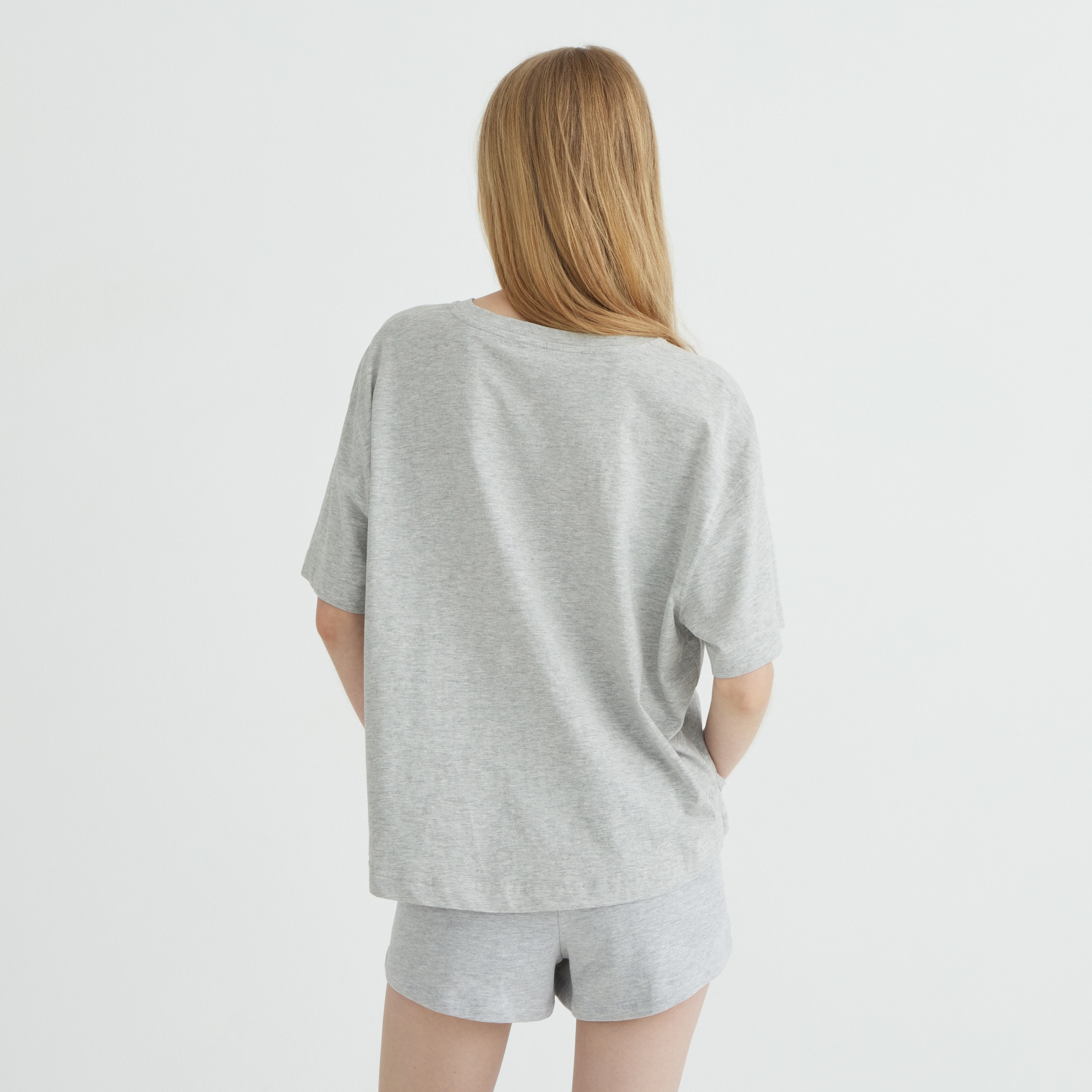 Camiseta holgada mujer Gris-3