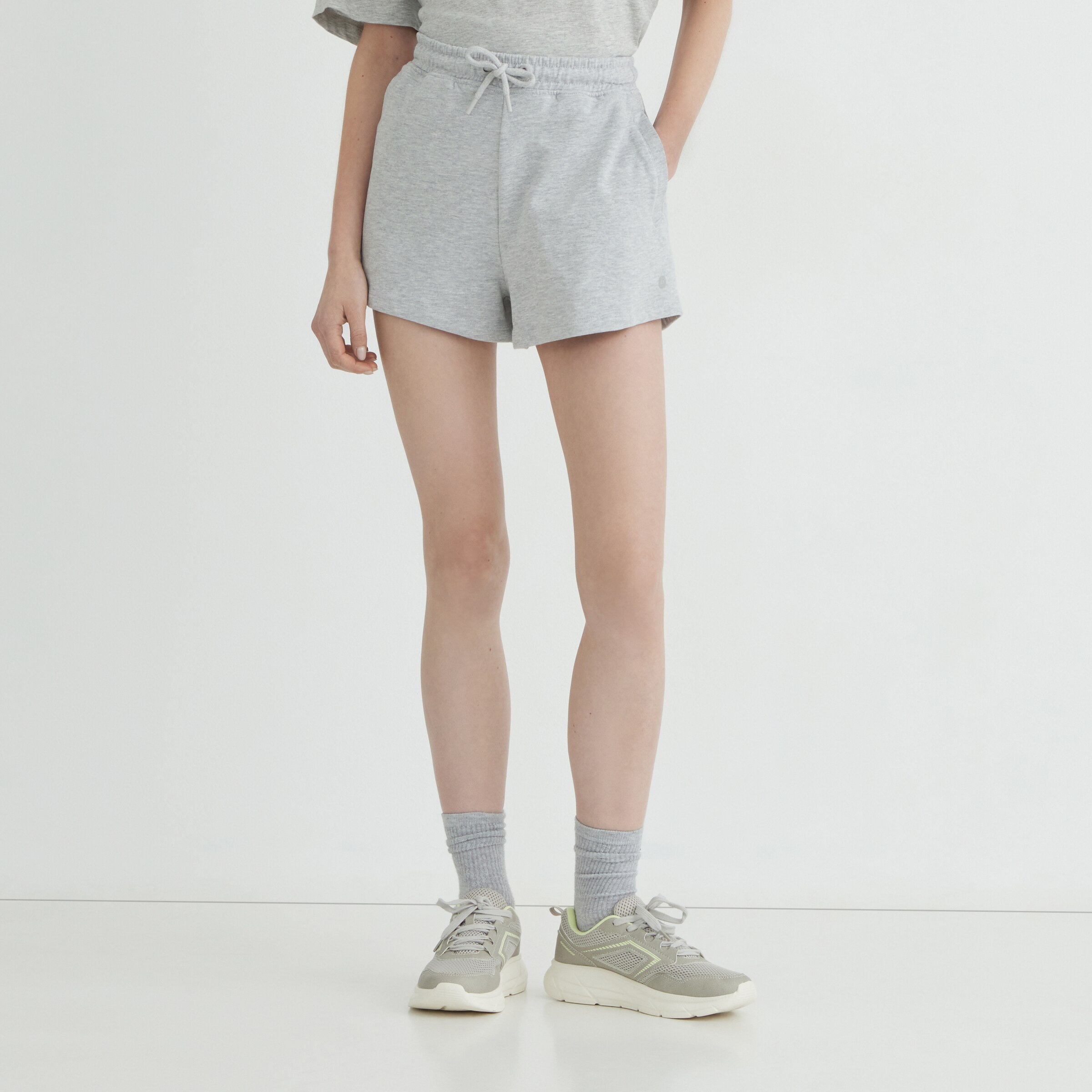 Pantalón corto terry mujer Gris-2